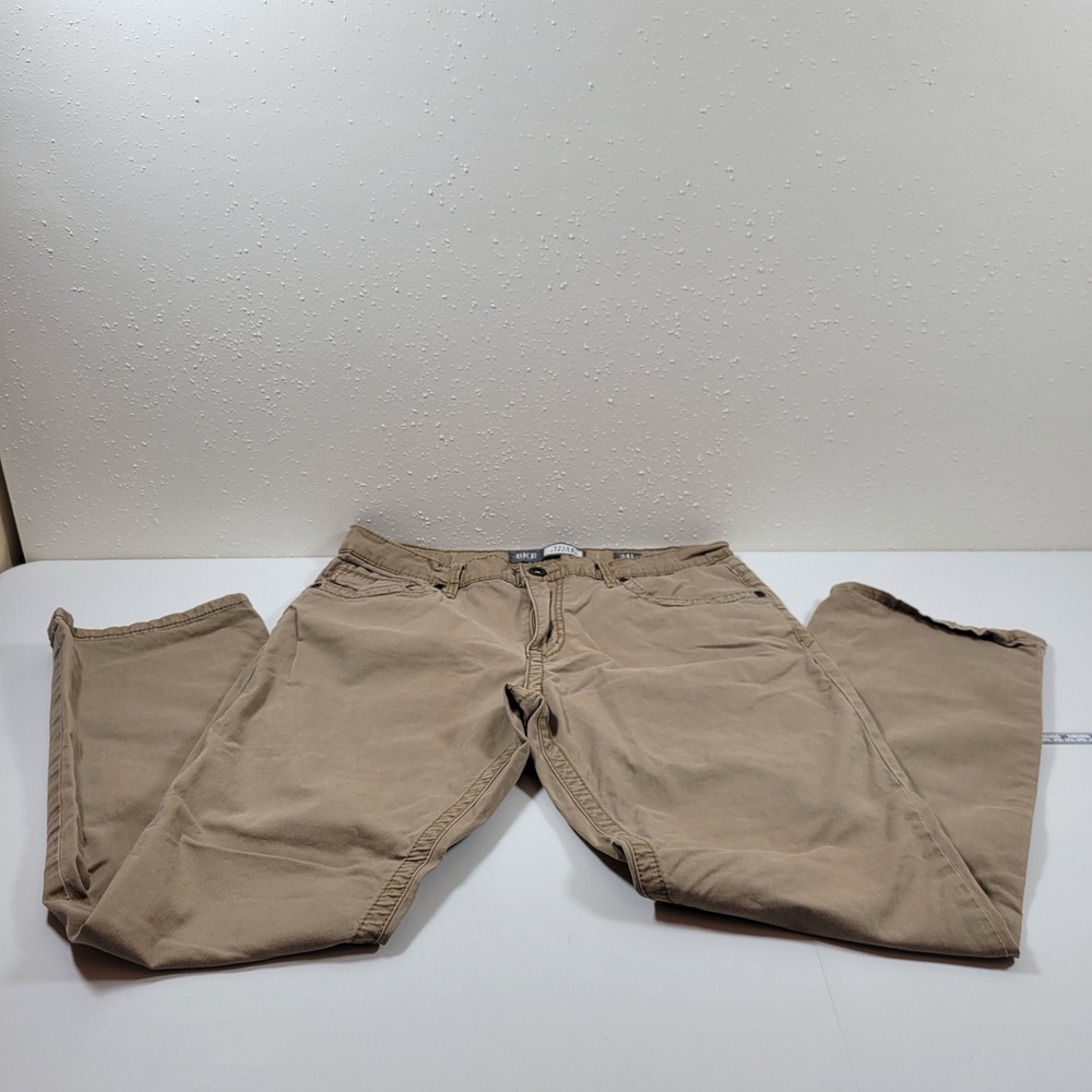 BKE Tyler Straight Pants Mens 34L Khaki Excellent‎ Casual Cotton Blend Stretch